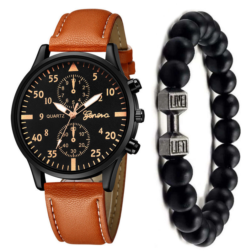 Men’s Fashion Quartz Watch & Bracelet Set