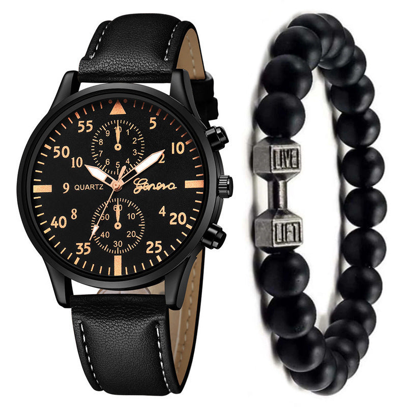 Men’s Fashion Quartz Watch & Bracelet Set